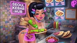 Funny Cartoon Girl Topless, Ai Animation