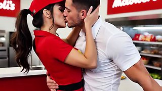 McDonald's crew skips burgers for hot doggy and messy facial