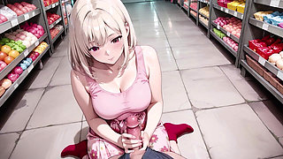 Supermarket Sex with Stunning Blonde Anime Beauty – Multiple Intense Positions