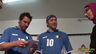 Arab slut in hijab in a hot threesome getting Dp.d