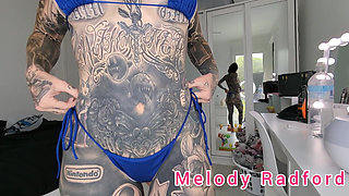 Dark and Light Blue Frilly Micro Bikini Try on Haul Melody Radford