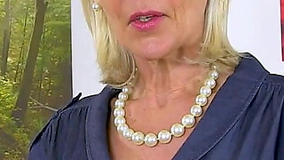 English GILF Elaine Wears Black Tights and Plays with a Sex Toy