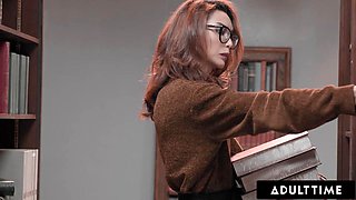 Shemale Ariel Demure Barebacks Hard in Public Library Without Getting Caught