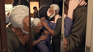 Hijabi Muslim Babes Degraded & Ravaged by Ugly Fat Dirty Old Men \u2013 Squeezed, Kissed, Fucked Hard Part 2