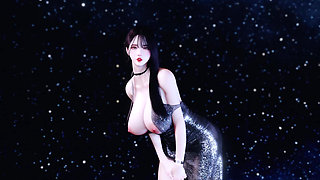 Glossy Korean-style Beauty, Seductive Evening Gown, High Heels, Big Boobs, Big Butt, Shaved Pussy, Tight Pussy