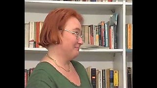 BBW German Redhead Slut Gets Fucked Hard in Library