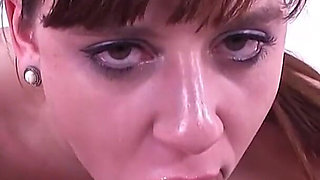 Redhead teeen Audrey Holiday POV deepthroat blowjob and cum swallow