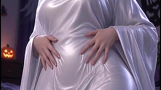 Spooky 3D Anime Ghosts Woman Masturbates to Halloween