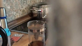 Hot Housewife MILF Gets Fucked and Fingered in the Kitchen. She Still Wears the Buttplug of the Morning Sex She Just Received