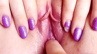 Extreme Close-up One Finger Wet Pussy Orgasm