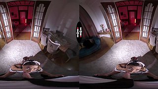 Maid delivers sensual uniform blowjob in VR hardcore passion
