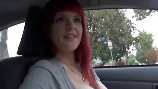 Redhead Emo car driving horny
