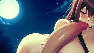 Moonlit smashing with big-boobed bombshell - outdoor porn
