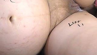Two Lovers Cum on My Pregnant Belly After Bareback Threesome Sex! I Love to Be Their Cum Dump - Milky Mari