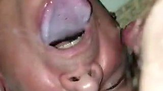 Cum eating facial from my crossdressing friend