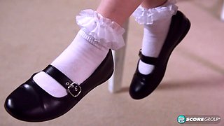 Dolly Little Strips Uniform And Fingers Wet Pussy