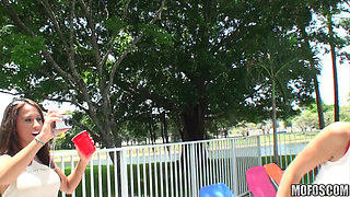 Real Slut Party - Sexy Sunni Mayweather & Bridgete Turn a Pool Party Into a Wild Hardcore 4some