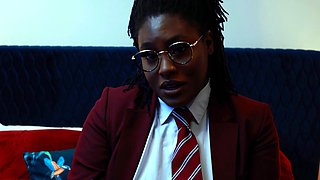Naughty Student Oshun mocks your small cock!