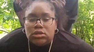 Fucking young thick big booty ebony slut out in public