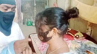 Indian college girl in school uniform kisses the ground for her teacher - Desi student Aisha sucks and strips