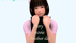 Sweet Oriental girl with big round boobs enjoys a cock in 3D