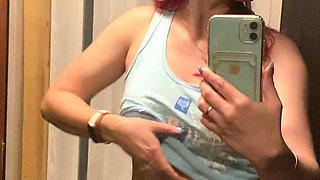 Redhead MILF Showed Her Big Muscles in Front of Mirror