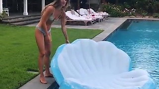 Nina Agdal at the pool