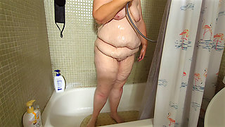 Cum and Watch Me Take My Shower, Showing Close Ups of My Phat Meaty Pussy and Thick Fat Ass