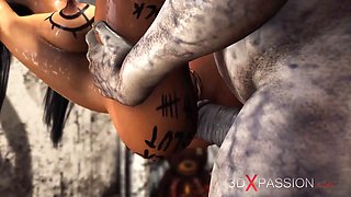 Super hot gorgeous woman gets fucked hard by an ominous clown in an abandoned clinic