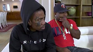 Blonde damsel gets deep throated by a man