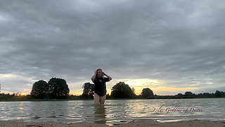 Showing My Body and Having Fun Saying Things in the Evening in an Empty Lake