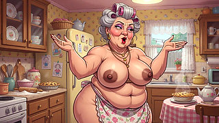Ai Grannies Naked in Kitchen