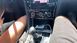 POV MILF foot tease and Handjob while driving
