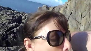 Nude Beach - Brunette Mature Huge CIM Facial