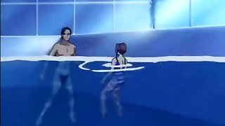 Animated guy owns babe in swimming pool