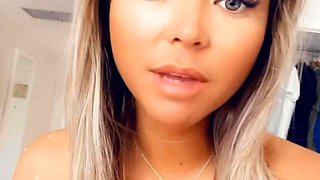 Sexy Blonde Babe With Big Boobs Strips Bra
