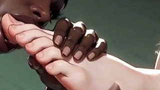Blonde Queen Foot Domination - Ebony Slave Passionately Sucking Her Feet