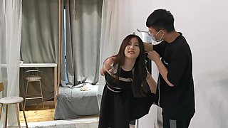 Chinese Black Dress Teen Bondage