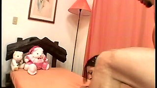 Horny young Latina sucks on a lollipop then stud comes to fuck her