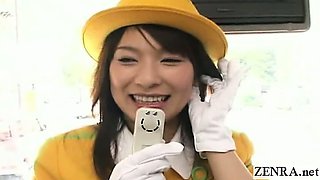 Subtitled ribald dirty talk from Japan tour bus guide