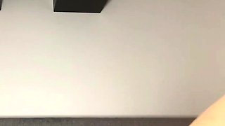 Busty curly brunette with big boobs fucks on couch