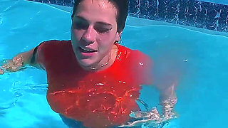 Wet Big Ass Brunette Gets Face Fucked by the Pool