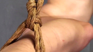 One-leg Stand Ordeal: Arms Overhead, Wand on Leg Wrecks Orgasms as Slave Mila Struggles to Balance!