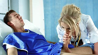 Patient's cock is so huge that lustful doctor takes care of it