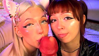 Blondes lesbians toying each others pussy