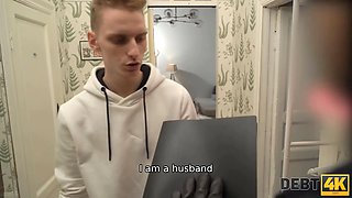 Debt4k. man banged wife letting debt collector drill her tight fuck-holes