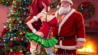 Santa give special gift to busty milf on Christmas