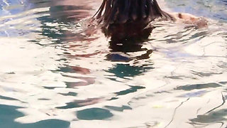 Underwater Outdoor Pool Sex with Long Hair Redhead Rapunzel MILF
