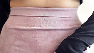 Playing with my wet little camel toe through my tight leggings