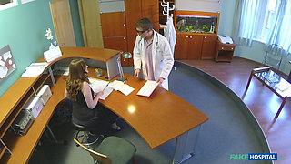 Fake Hospital - Stunning Red Head Helen Gives Blowjob for Job Security in Hospital Office Before Getting Hard Sex